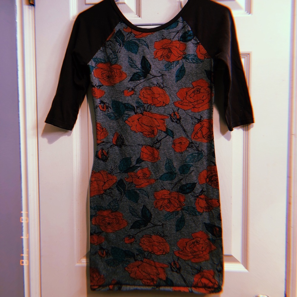 Obey heather grey floral print body con dress